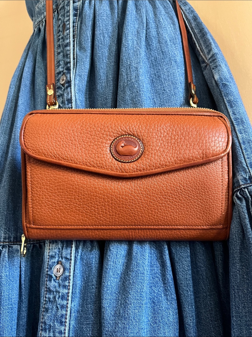 Dooney & Bourke Pebbled Leather Crossbody in Cognac